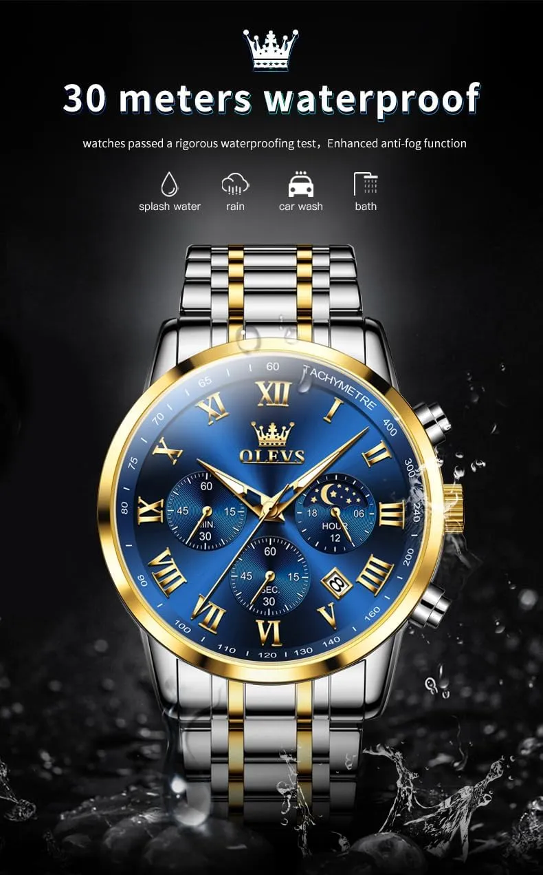 Stainless Steel Date Two Tone Casual Dress Wrist Watch loyalist pigment speciality slowly spectator for Man OLEVS Mens Watch Business Luxury Analog Quartz Waterproof Luminous 