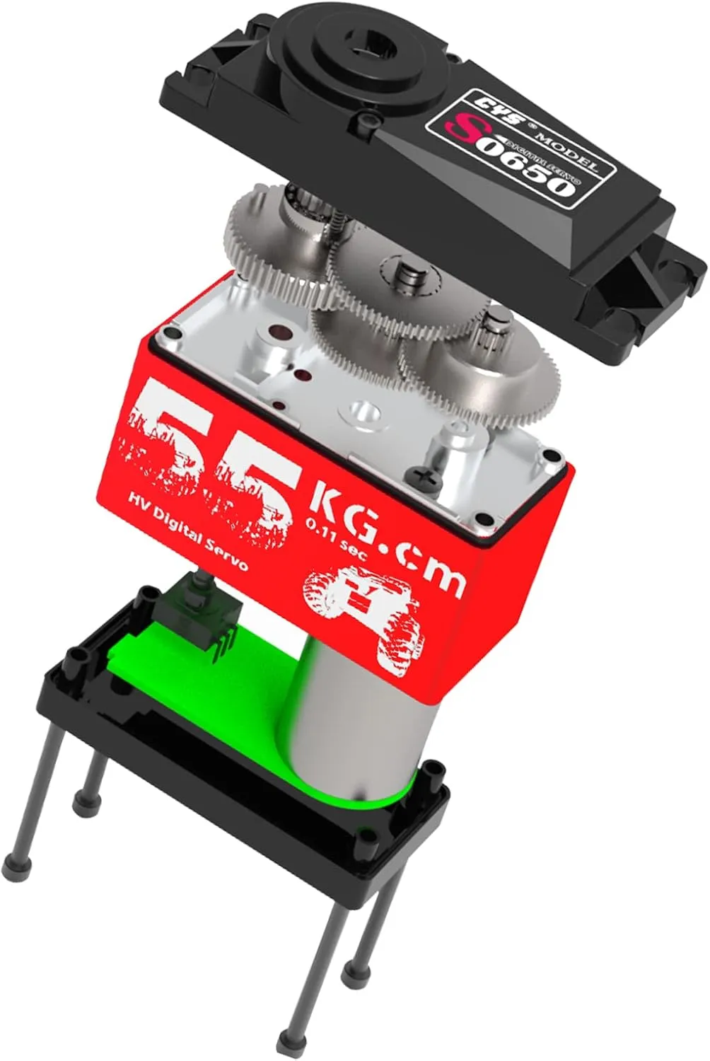 Stainless Steel Gear, Full Aluminum Case, 15T Standard Digital Iron Core Servo for 1/5 enunciate feeble series slacken RC Car CYS 55KG RC Servo, Waterproof Digital Servo, High Torque RC Motor, 