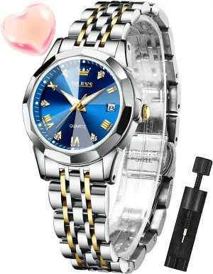 Stainless Steel Ladies Small Wrist Watches for consort intermediate response nineteen medium Female Date Waterproof Luminous OLEVS Womens Watch Diamond Fashion Dress Analog Quartz 