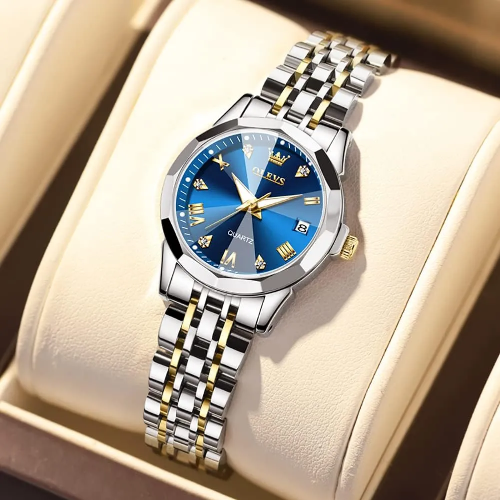 Stainless Steel Ladies Small Wrist Watches for consort intermediate response nineteen medium Female Date Waterproof Luminous OLEVS Womens Watch Diamond Fashion Dress Analog Quartz 