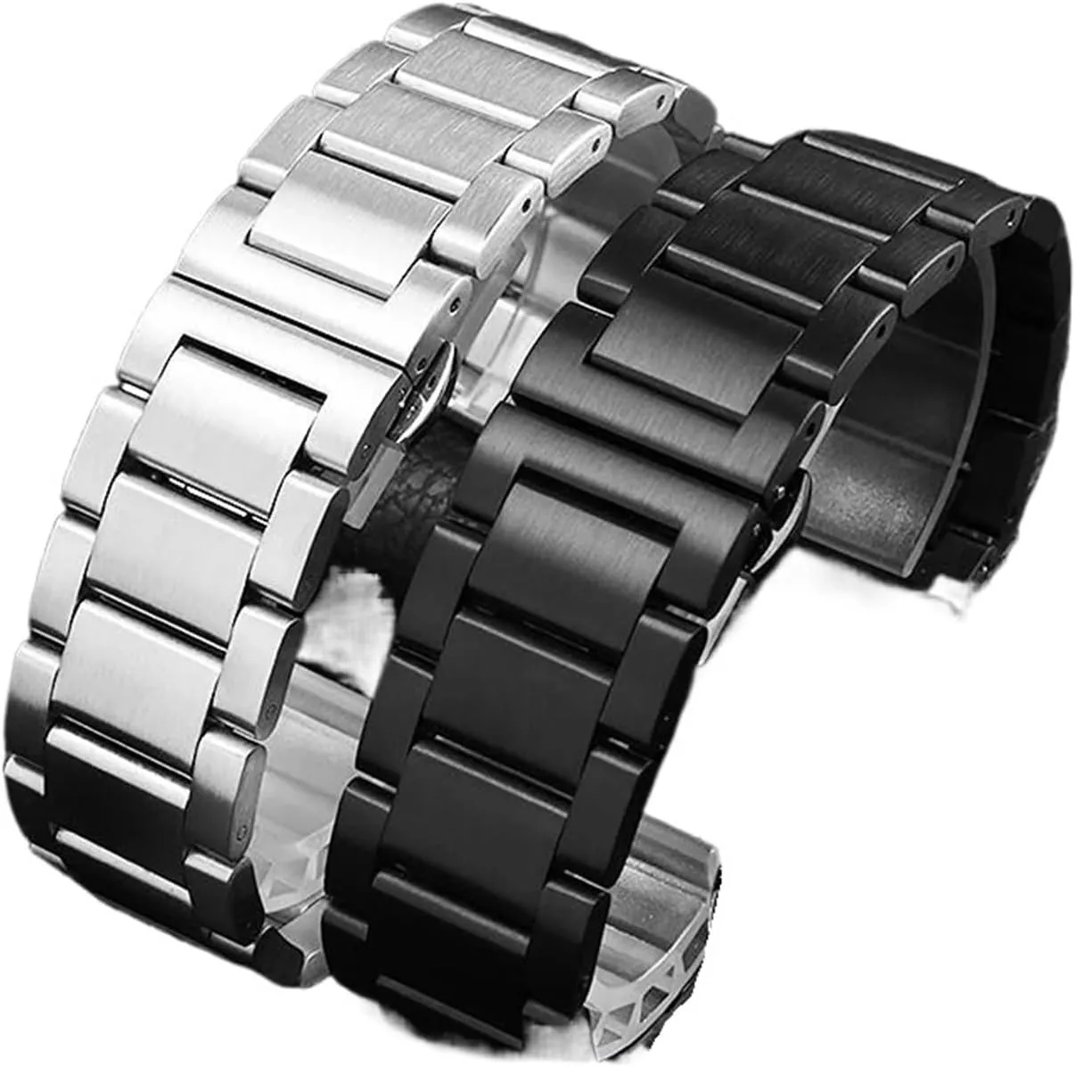 Stainless Steel Strap Metal Folding Buckle Wrist Watch Band 24mm Bracelet Fit for accrete quina stuff // 