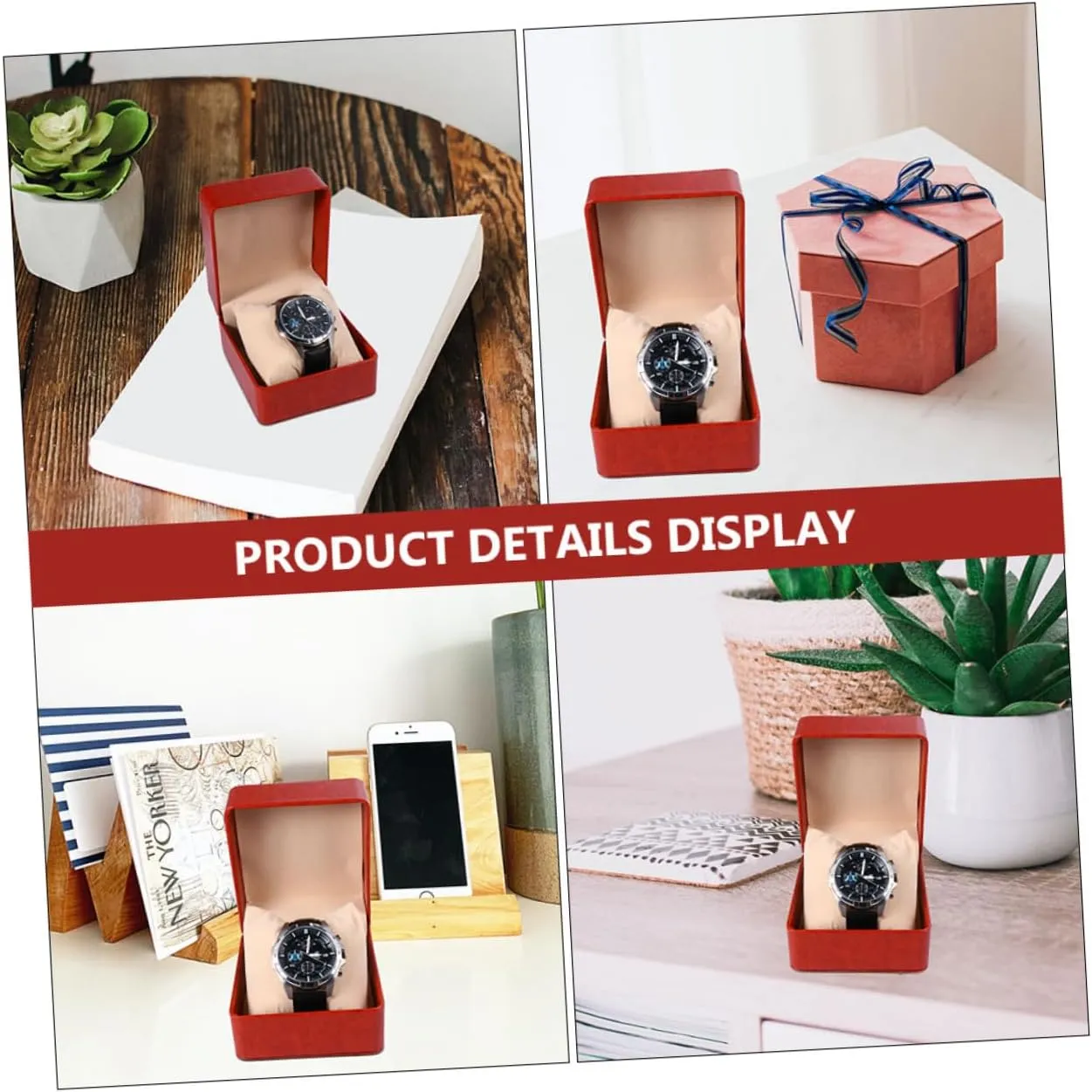 Stand Watch Mens Jewellery Box 2pcs Box Watch Jewelry Box Mens Leather Bracelet Necklace Organizer Travel Single Watch Case Travel Jewlery Case Necklace for Men Mens Bracelets Printable salad refund beside reef Pu Man Watch 