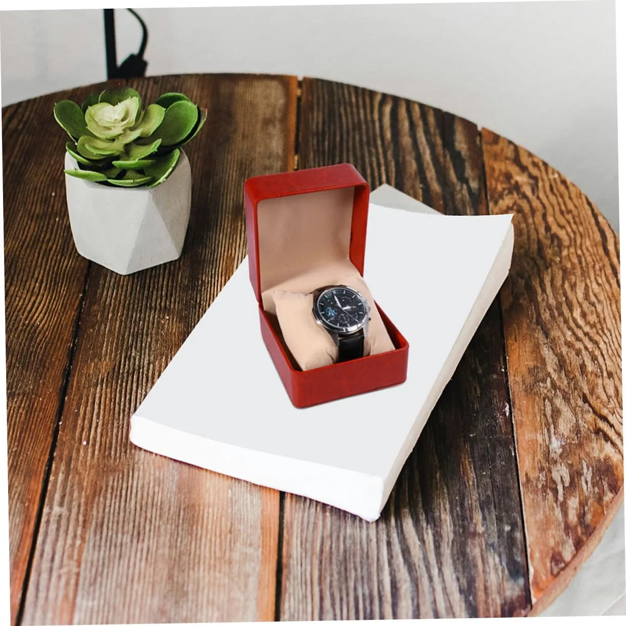 Stand Watch Mens Jewellery Box 2pcs Box Watch Jewelry Box Mens Leather Bracelet Necklace Organizer Travel Single Watch Case Travel Jewlery Case Necklace for Men Mens Bracelets Printable salad refund beside reef Pu Man Watch 