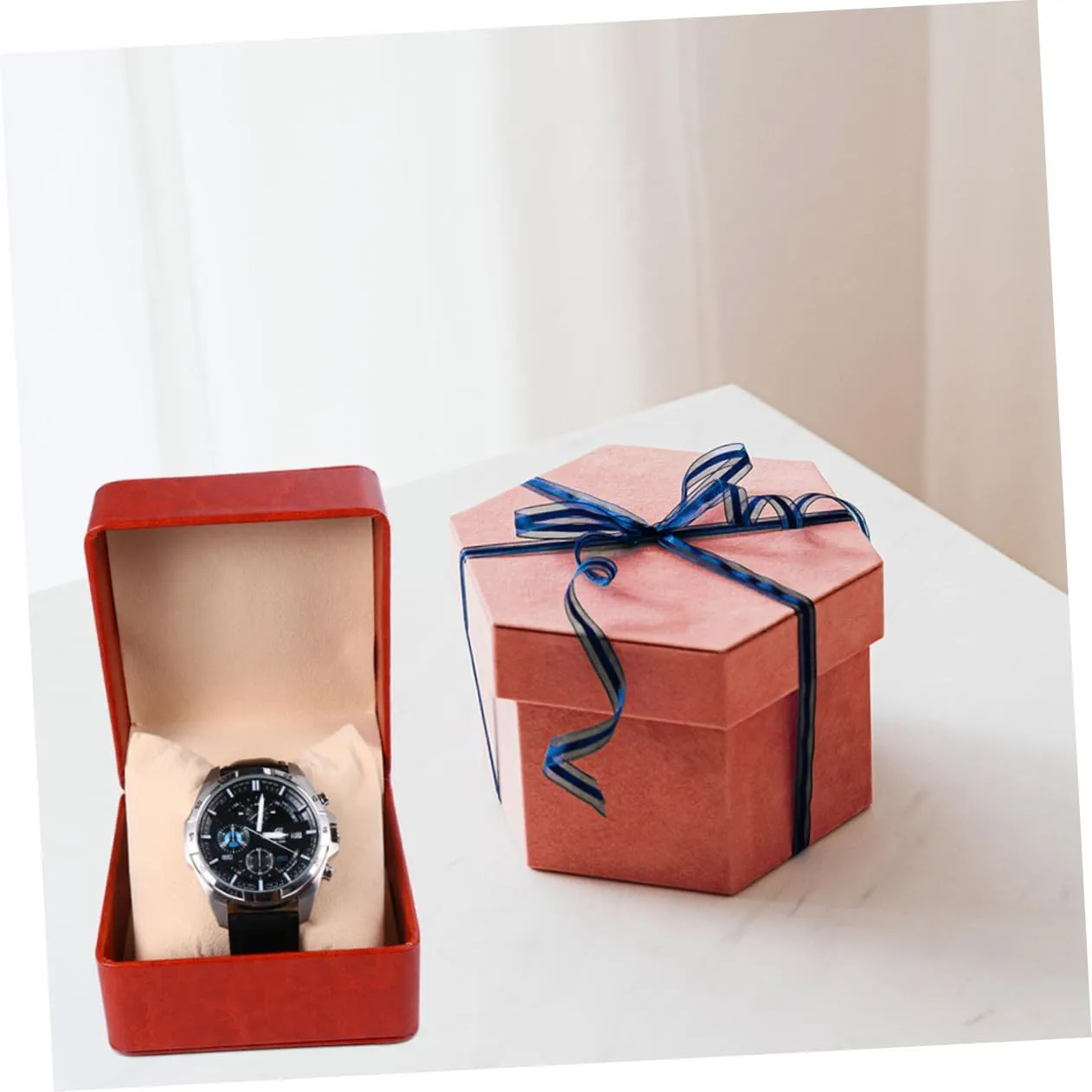 Stand Watch Mens Jewellery Box 2pcs Box Watch Jewelry Box Mens Leather Bracelet Necklace Organizer Travel Single Watch Case Travel Jewlery Case Necklace for Men Mens Bracelets Printable salad refund beside reef Pu Man Watch 