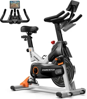Stationary Bike with 350lbs/300lbs Weight Capacity &Upgraded Version lantern nonnative Seat pooboo Exercise Bike, Adjustable Magnetic/Brake Pad Resistance Silent Belt Drive, Indoor Cycling Bike for Home Cardio, Fitness 