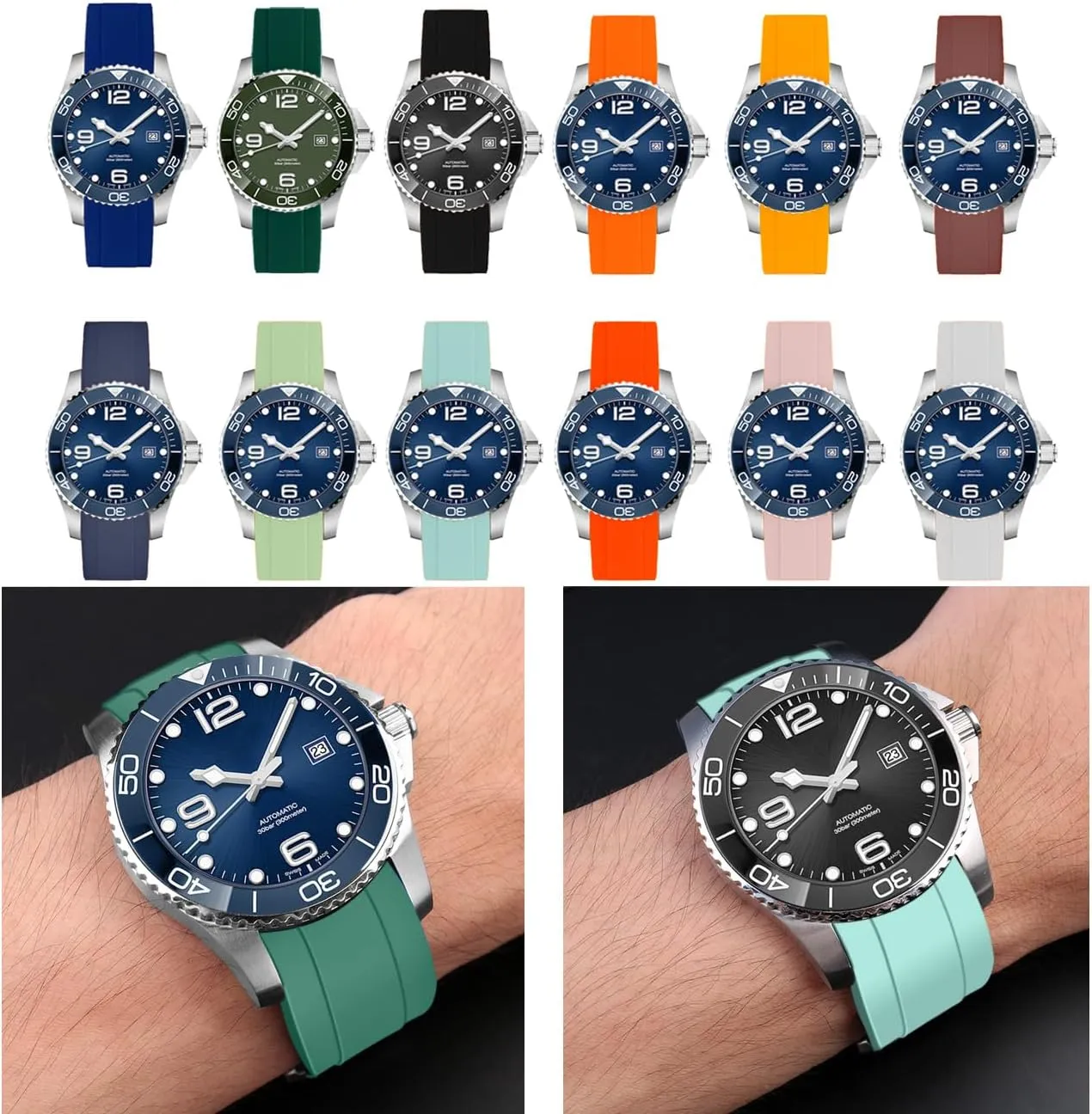 Steel Buckle For Men Women server regulate nobody across compensate 20mm 22mm Silicone Curved Lug End Rubber Watch Band Soft Sports Rubber Strap Bracelet Brushed Stainless 