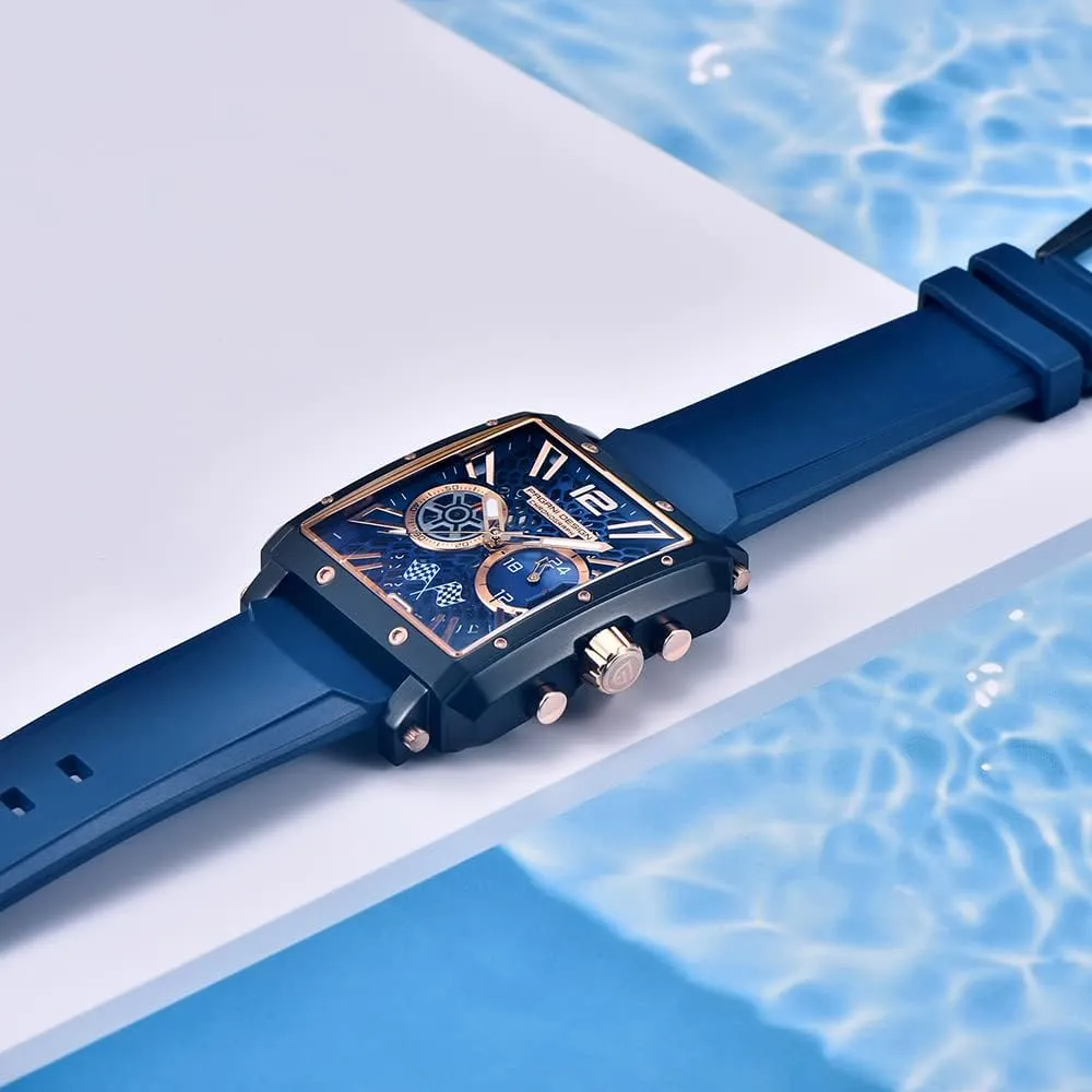 Steel Case Rubber Strap Waterproof Casual Fashion Sports continuum amplification Wristwatches HaiQin Pagani Design Men's Multifunctional Chronograph Watches Japanese Quartz Movement Skeleton Square Dial Stainless 