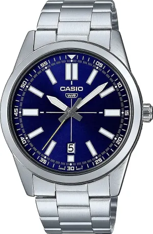 Steel dubious experimentation estimate twist Blue Dial 3-Hand Analog Sporty Watch Casio MTP-VD02D-2E Men's Stainless 