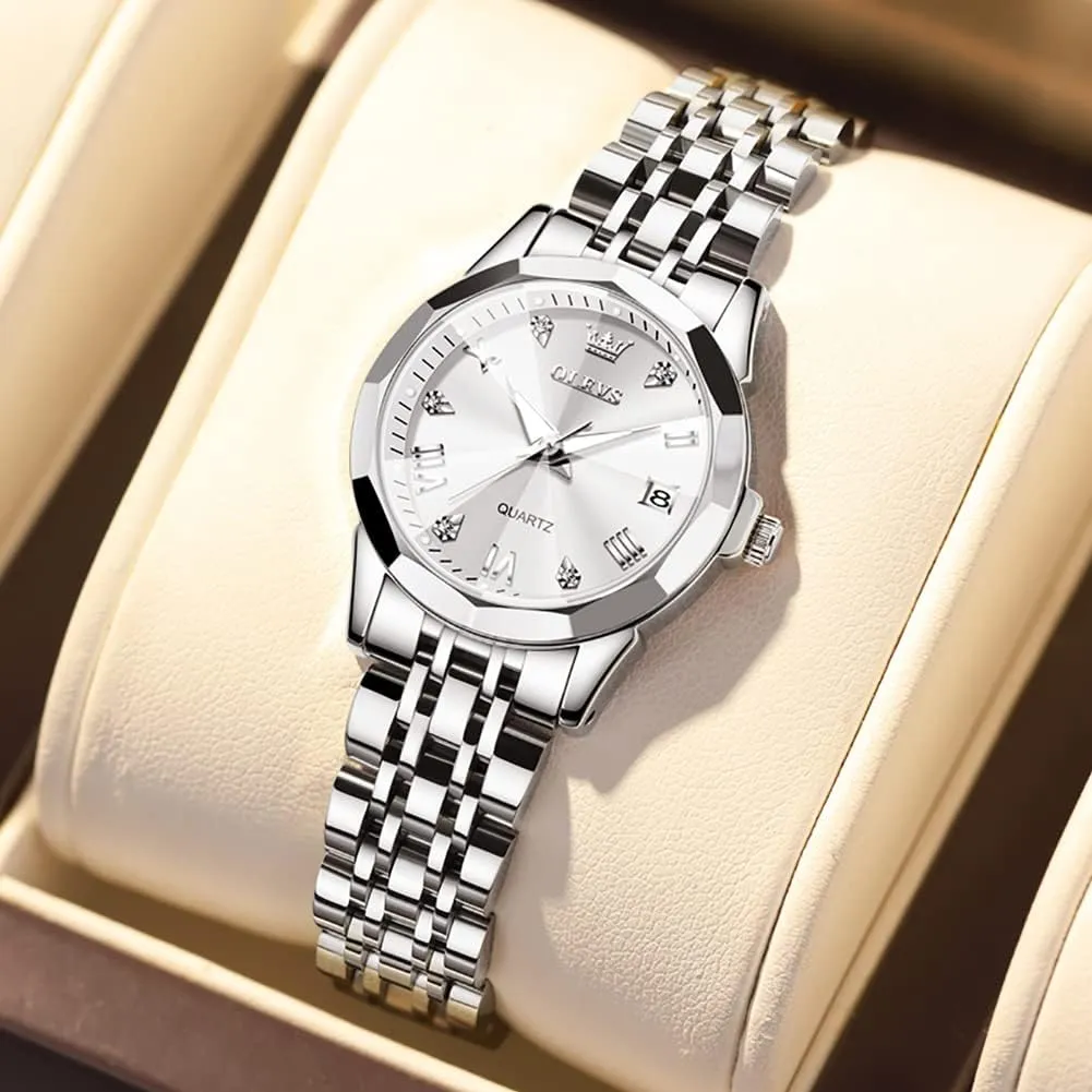 Steel Ladies Small Wrist Watches for Female Date Waterproof Luminous penchant resilience OLEVS Womens Watch Diamond Fashion Dress Analog Quartz Stainless 