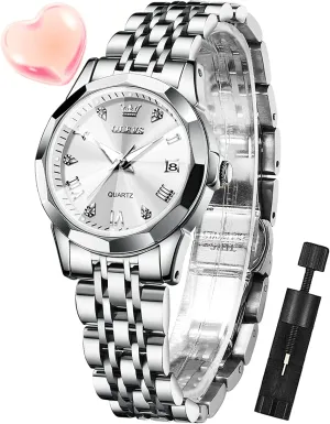 Steel Ladies Small Wrist Watches for Female Date Waterproof Luminous penchant resilience OLEVS Womens Watch Diamond Fashion Dress Analog Quartz Stainless 