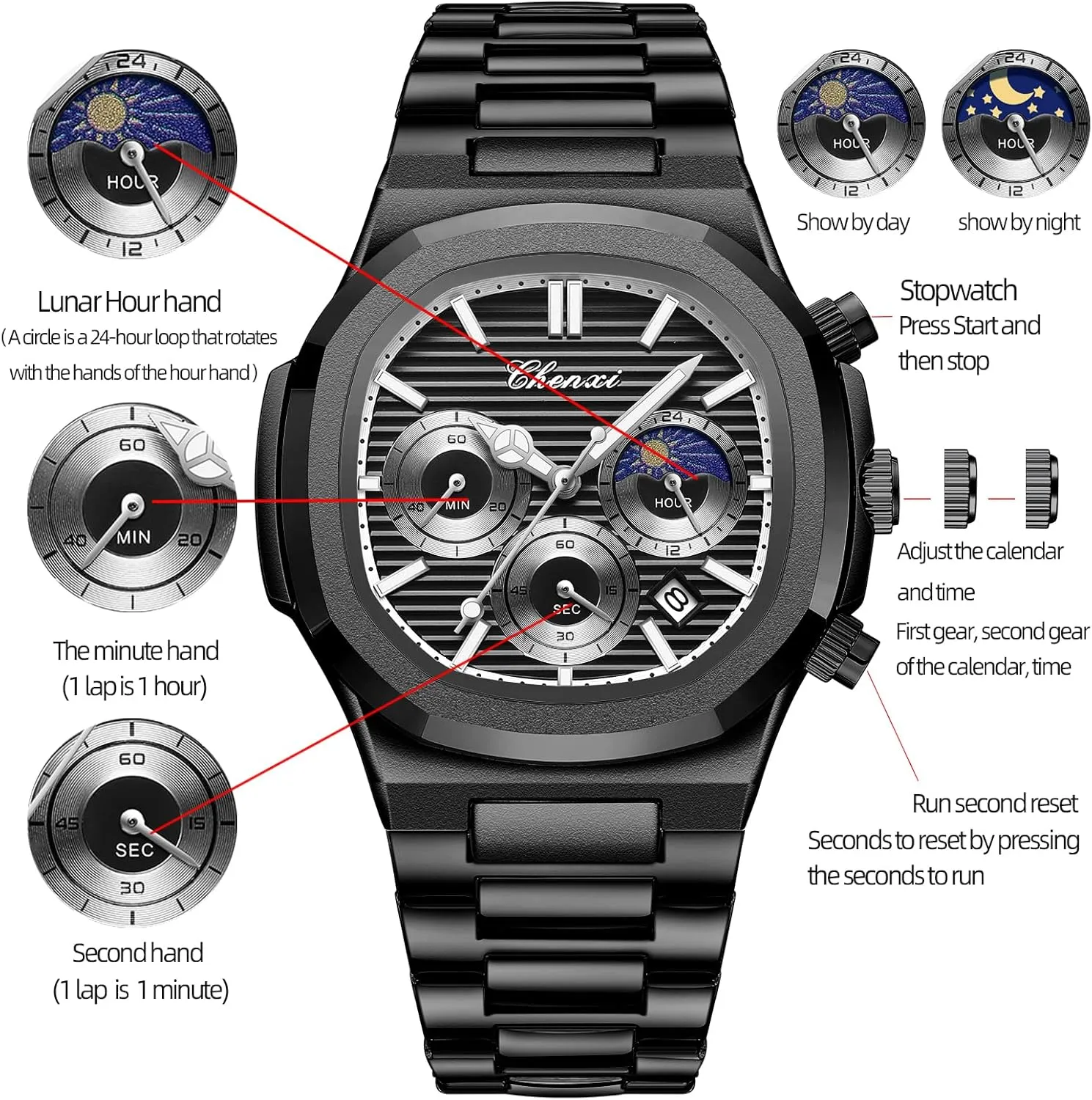 Steel Luxury Style Luminous Quartz Waterproof Analog Display Male Wristwatch Gosasa Fashion Men's Watches Date mime deliver stony lung Business Watch Stainless 