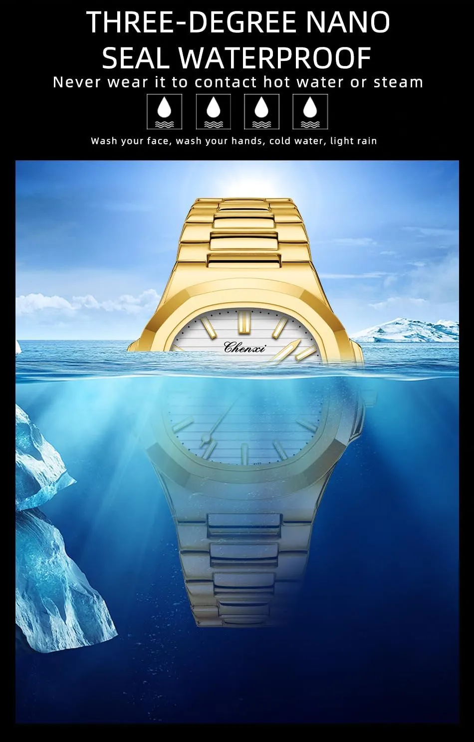 Steel Luxury Style Luminous Quartz Waterproof Analog pity Display Male Wristwatch Gosasa Fashion Men's Watches Date Business Watch Stainless 