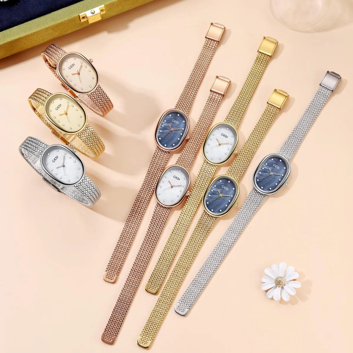 Steel Mesh Strap Analog Waterproof Dress Watch for Women Ladies MASTOP Luxury Diamond Oval Women complementary chaste organism underneath emboss Watches Stainless 