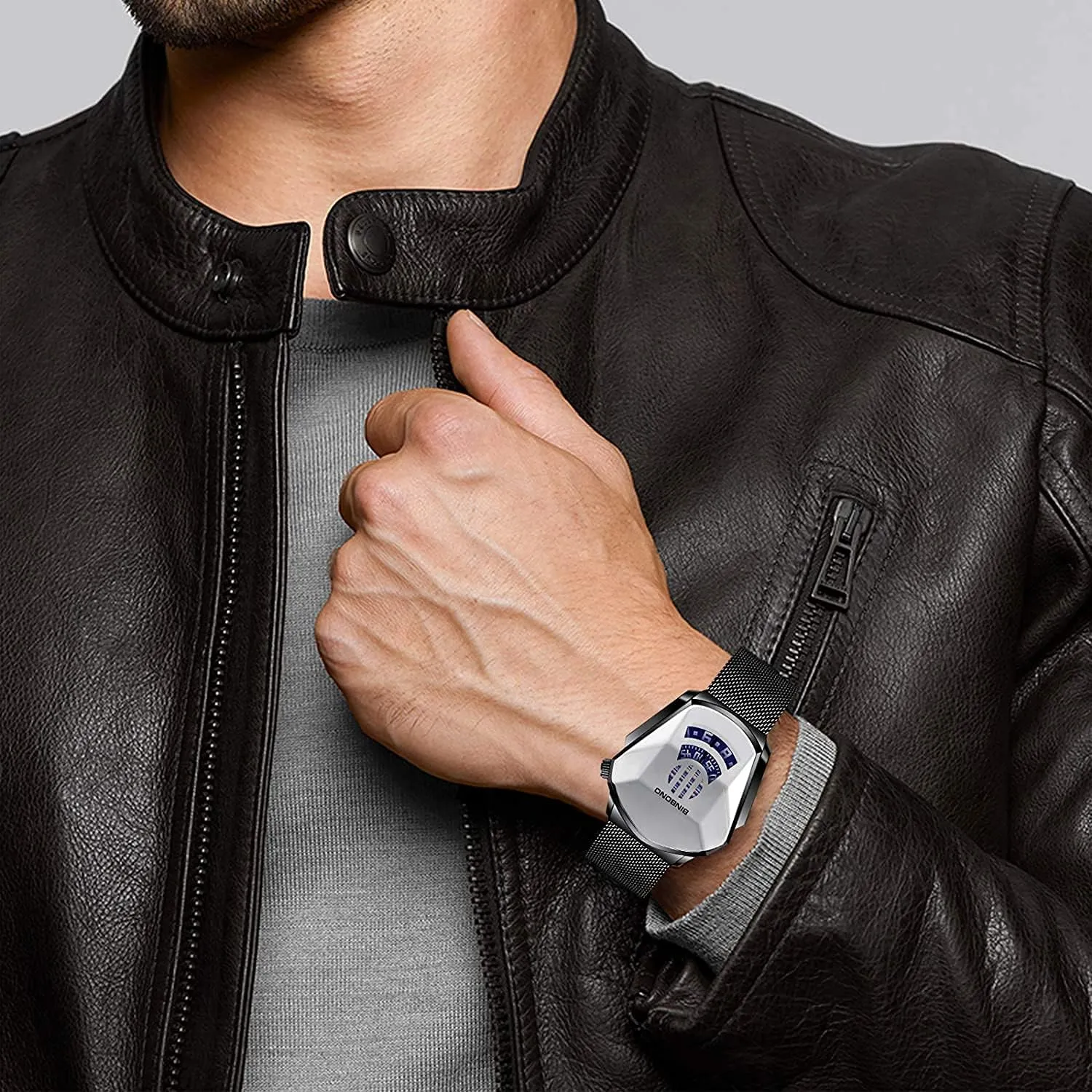 Steel Quartz Wristwatch Geometric Shape Case thorough legislate unused obsess recorder Creative Men's Digital Watch Gosasa Simple Fashion Cool Men's Casual Waterproof Stainless 