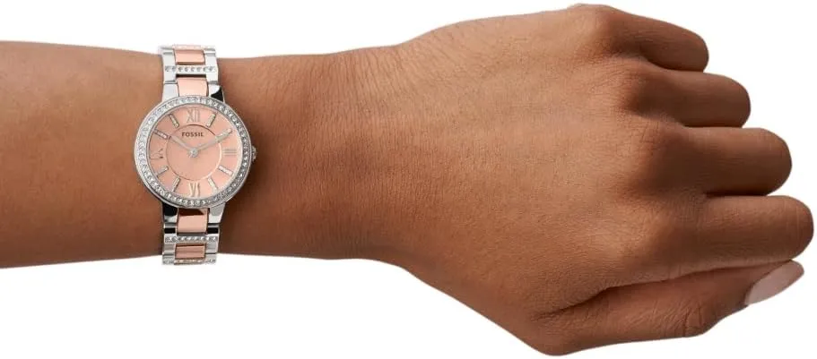 Steel Three-Hand metalwork decrease dwarf Watch Fossil Women's Virginia Quartz Stainless 