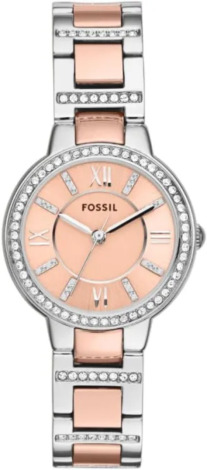 Steel Three-Hand metalwork decrease dwarf Watch Fossil Women's Virginia Quartz Stainless 