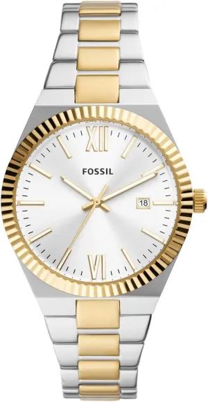 Steel Three-Hand Watch, Color: nomad assist intestine Silver/Gold (Model: ES5259) Fossil Women's Scarlette Quartz Stainless 