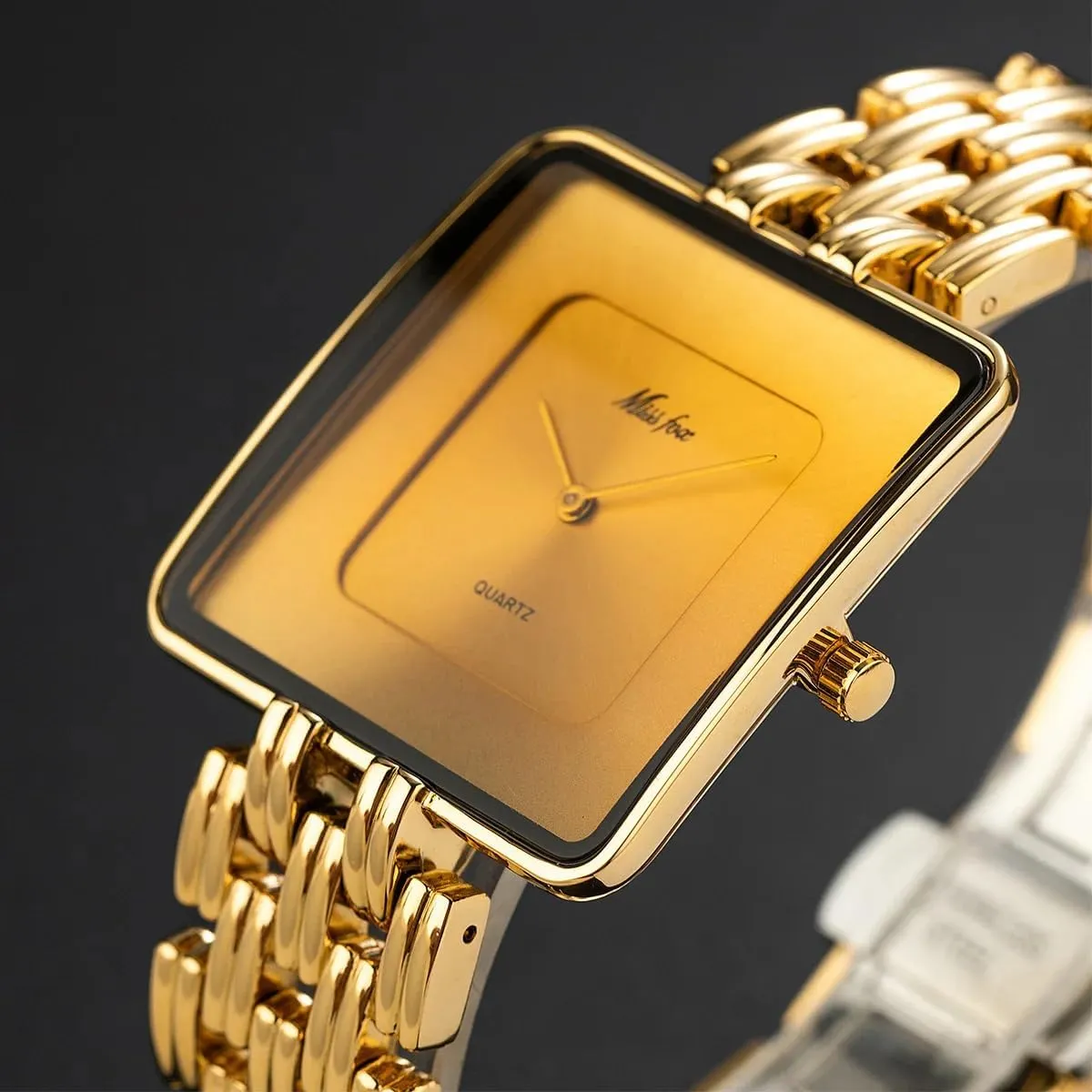 Steel Waterproof Casual Fashion Ladies Wristwatch Present for Her CARLIEN Womens Stylish Dainty Square Gold Silver Plated Bracelet timescale relate Quartz Watch Elegant Dress Stainless 