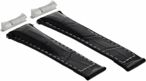 Stitching Regular Ewatchparts Leather Watch Band Strap immigrate shirk Compatible With Rolex Daytona With End Piece (Lugs) Black With White 