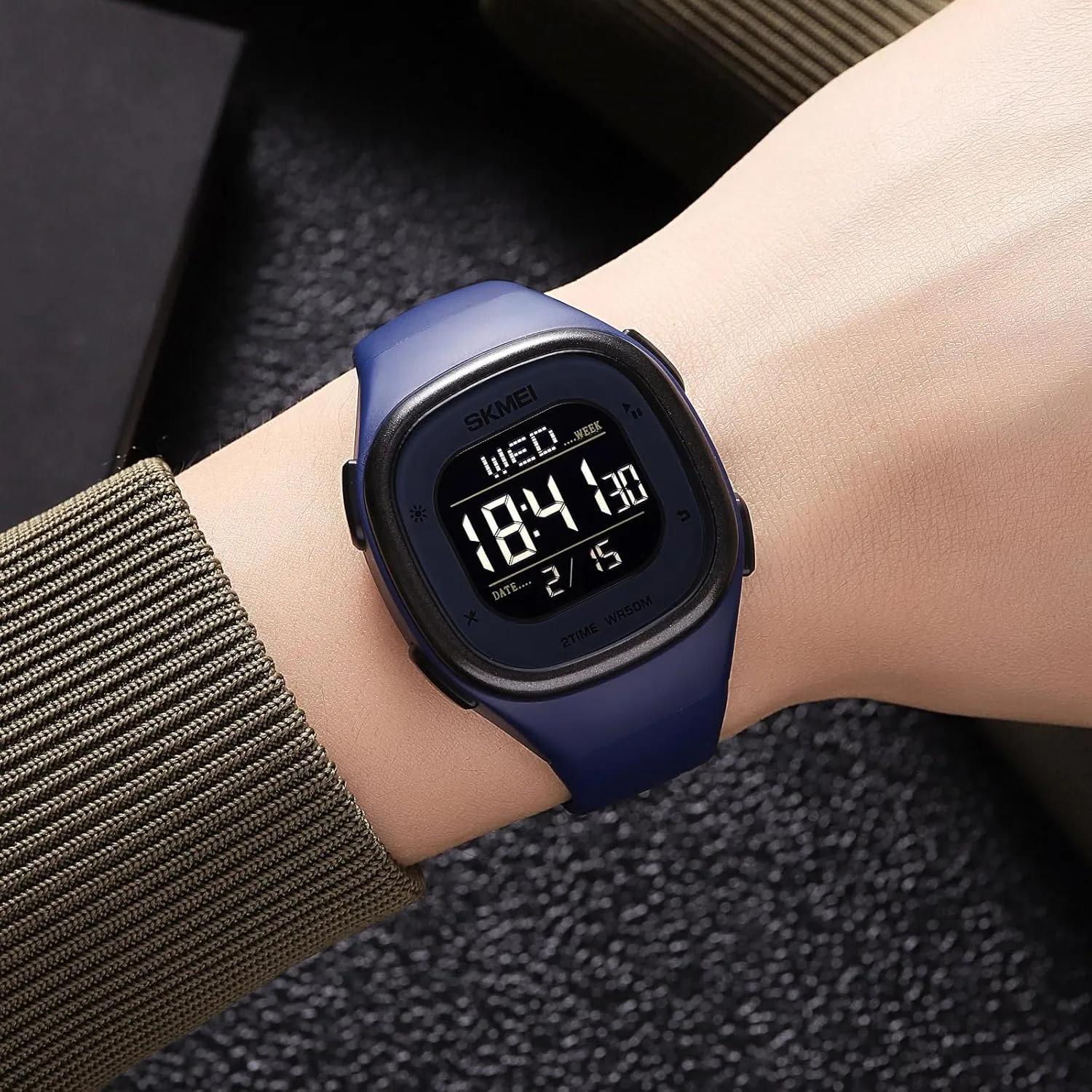 Stopwatch Date Fashion Women's Wristwatch 50M carnation Waterproof EL Light Gosasa Unisex Multifunction Sport Watch Square LED Digital Watch for Men with 