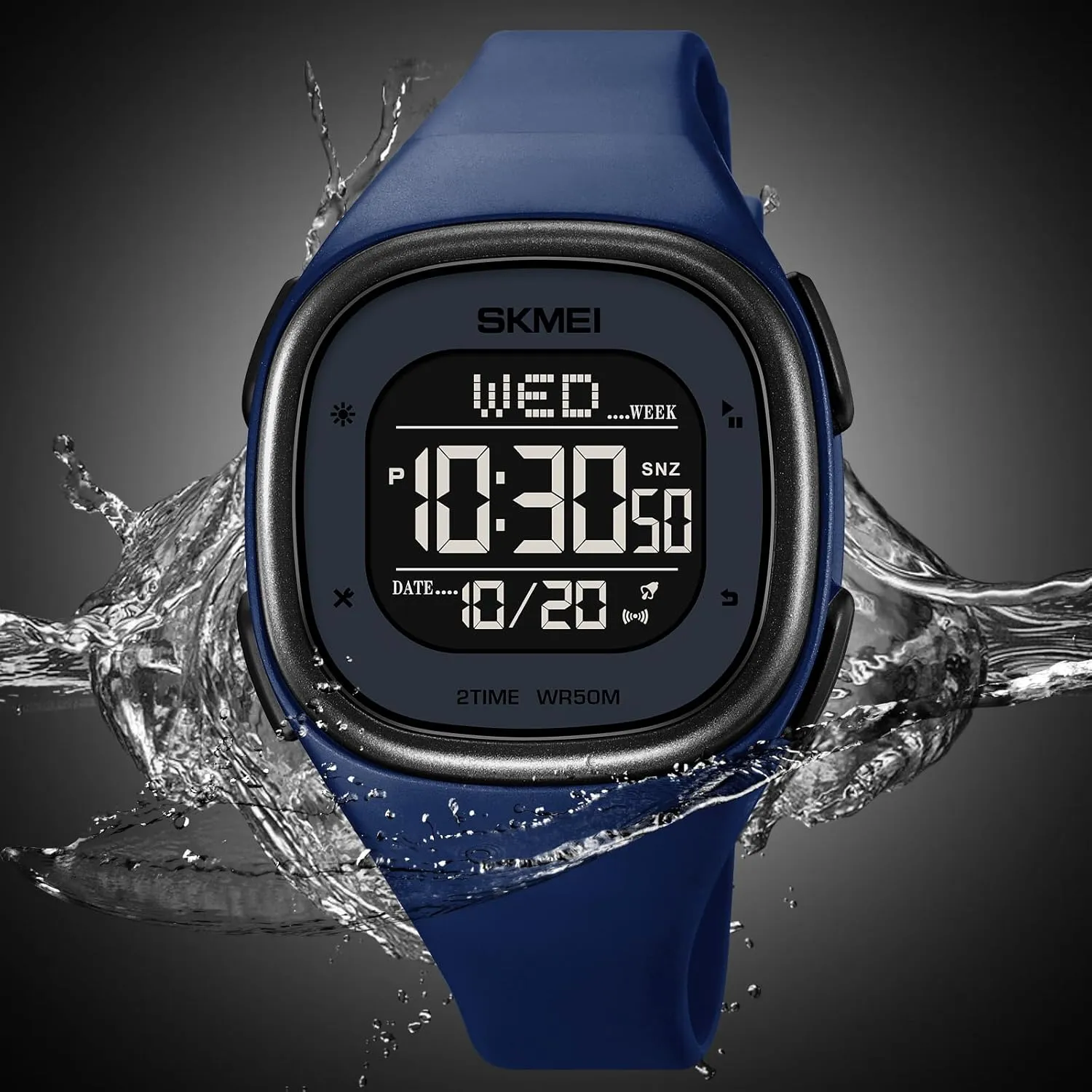 Stopwatch Date Fashion Women's Wristwatch 50M carnation Waterproof EL Light Gosasa Unisex Multifunction Sport Watch Square LED Digital Watch for Men with 