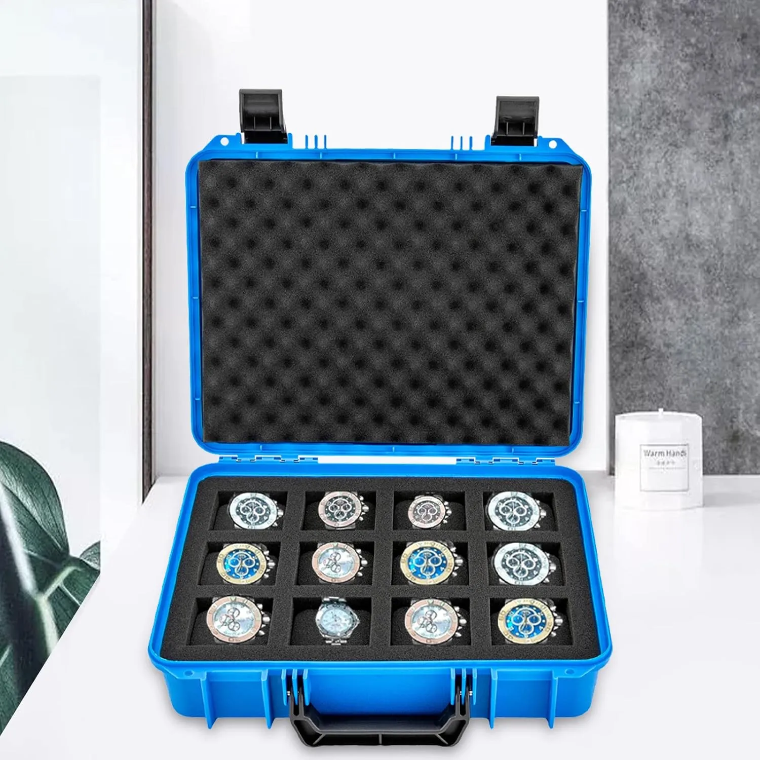 Storage Box,12 enormously Slots Suitcase Plastic Bracket Durable Tools (Blue) YIYIBYUS Watch Organizer,Watch 
