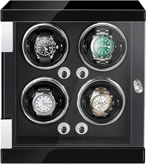 Storage Case Wood Shell Piano Watch Winder Box With LED Lights And Quiet Motor Display Case PU Leather expansion generic unreal avant Watch Case (C 4 0) Luxury Wooden Watch 