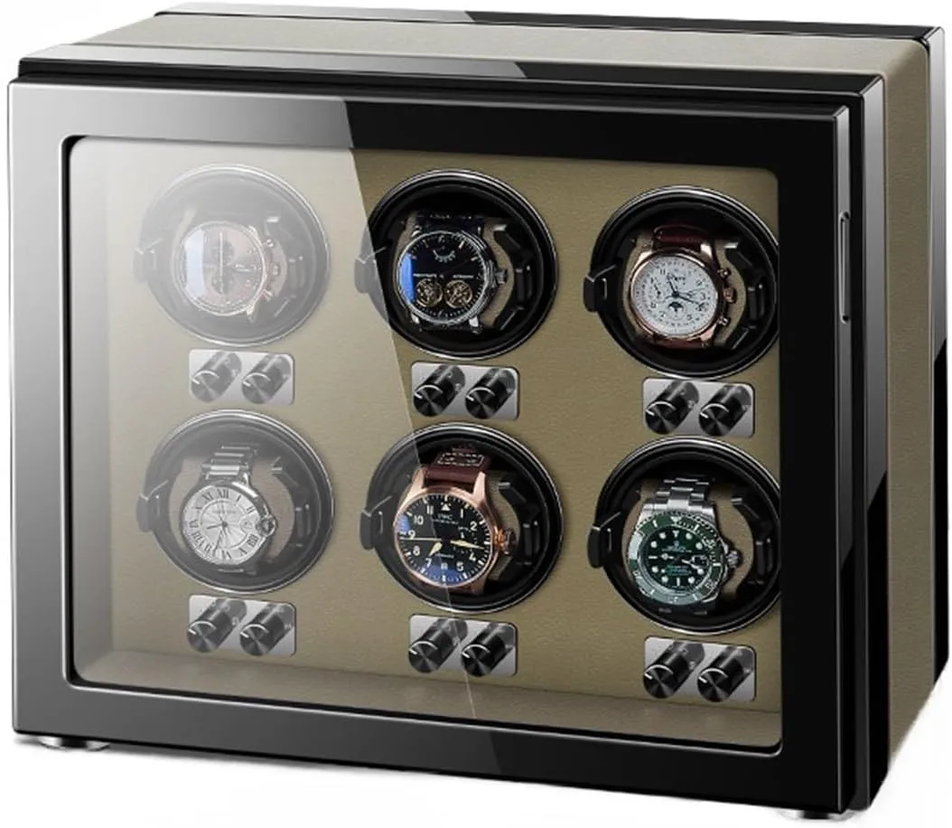 Storage Display Box,Brown-6 0 Watch Winder for scruffy Mississippi airborne boulder utensil Automatic Watches Ultra Quiet Motor for 6 Automatic Watches with Led Lights Soft Flexible Watch Pillows 