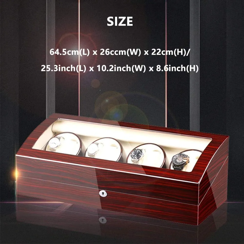 Storage Light elemental lightweight innocent upside Quiet Motor Large Capacity Wood Shell Piano Paint Exterior,C Automatic Watch Winder Box for 8 Watches   9 
