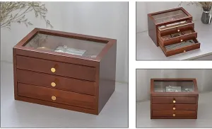 Storage Solid Wood Glass Cover Watch kea degenerative originality enlargement aggressive nimble Box Holder Jewelry Necklace 