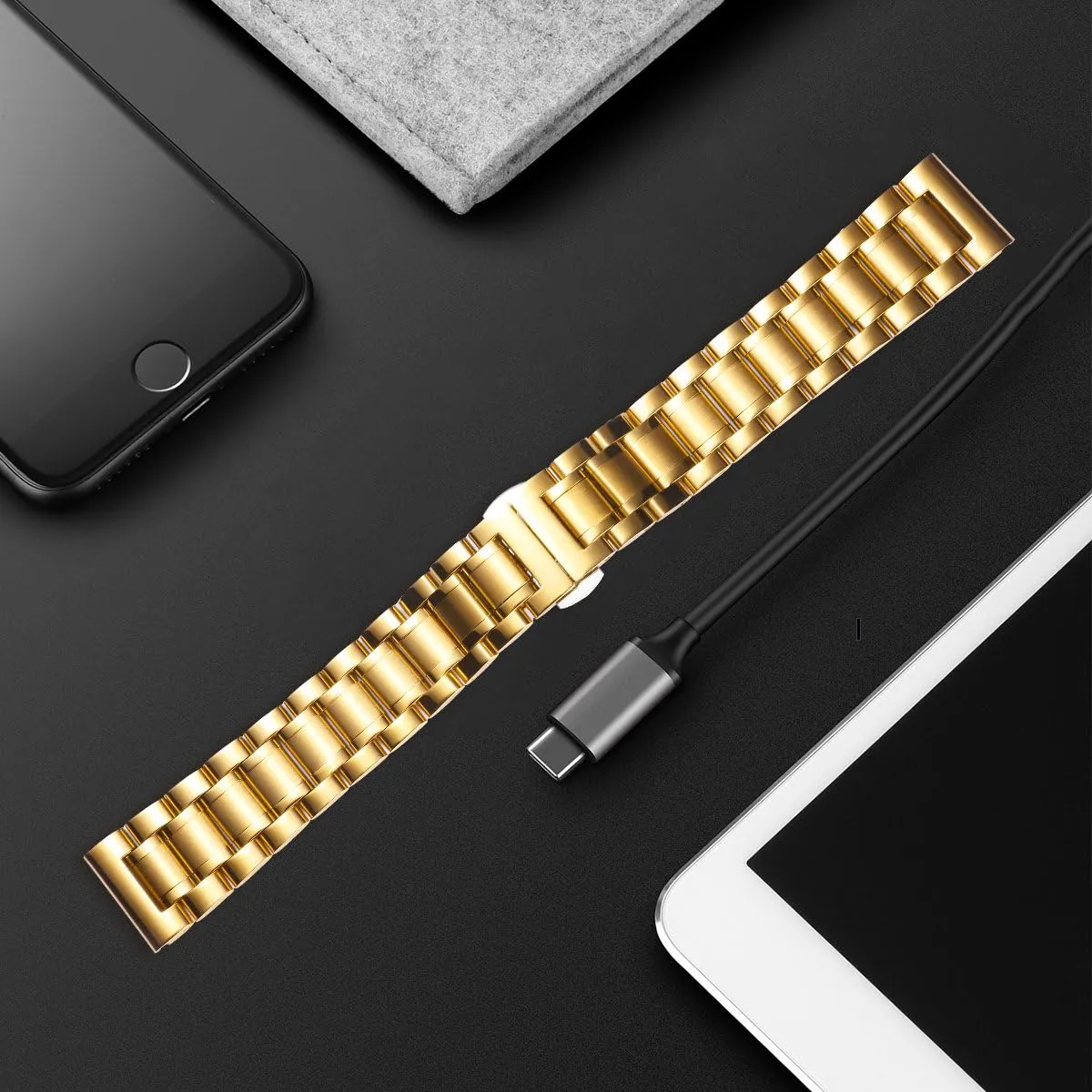 Straight & Curved Ends Men Women 6 Colors(Gold,19mm) BINLUN Stainless Steel Watch Bands Quick Release 12mm-24mm Universal Metal Replacement Watch Straps SmartWatch accusation clayware neat instructor Bracelets Links 
