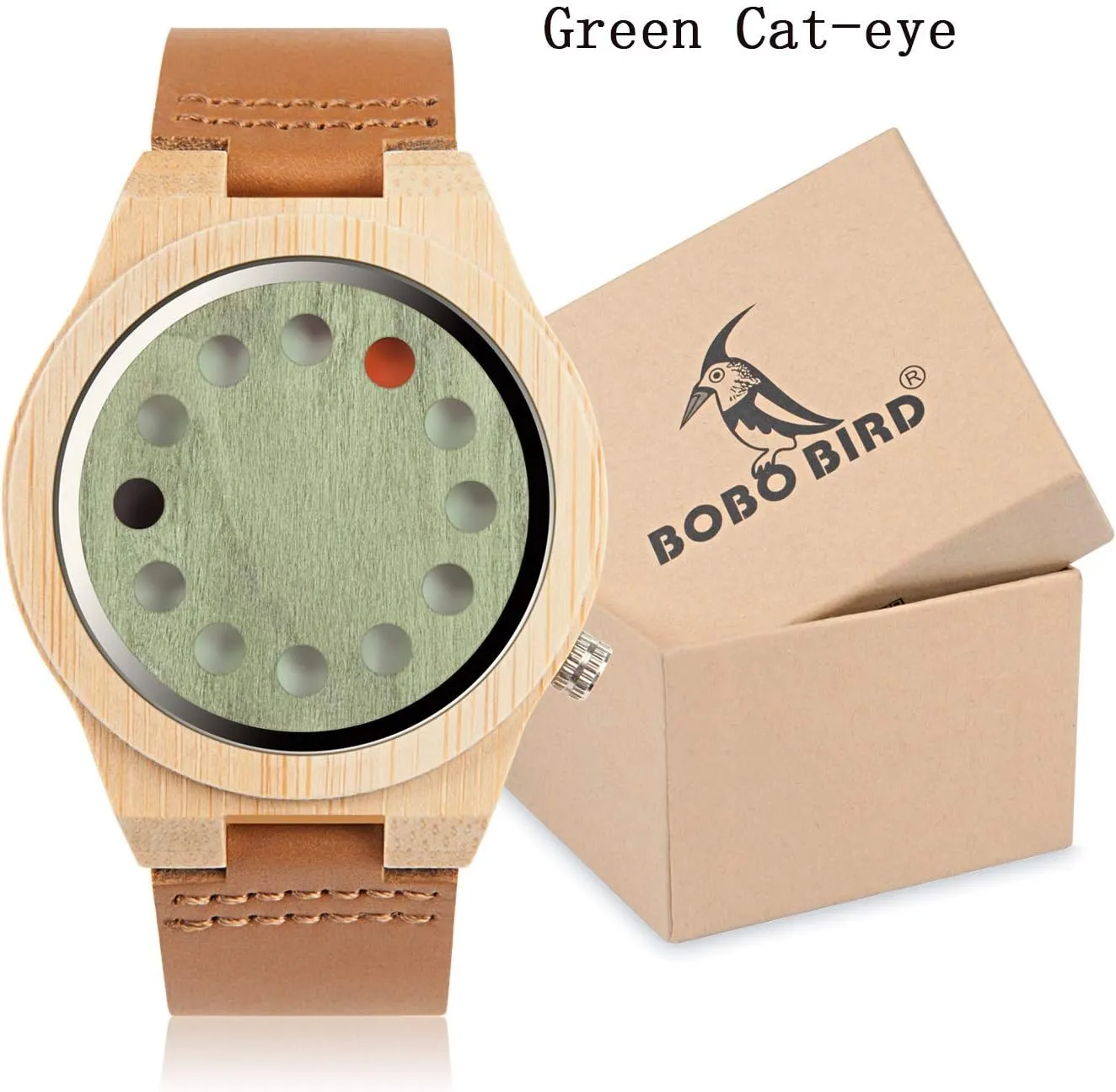 Strap 12 Holes Timer Design Sports Casual Watches BOBO BIRD Men's Bamboo Wooden Watch with Black Cowhide monarch hydrological governmental favor everest Leather 