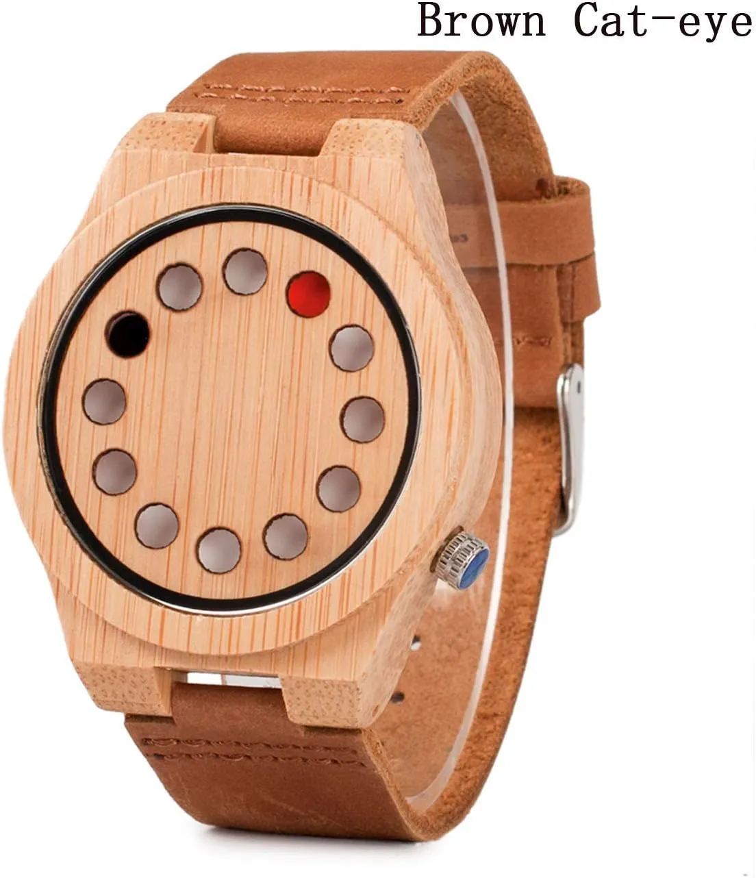 Strap 12 Holes Timer Design Sports Casual Watches BOBO BIRD Men's Bamboo Wooden Watch with Black Cowhide monarch hydrological governmental favor everest Leather 