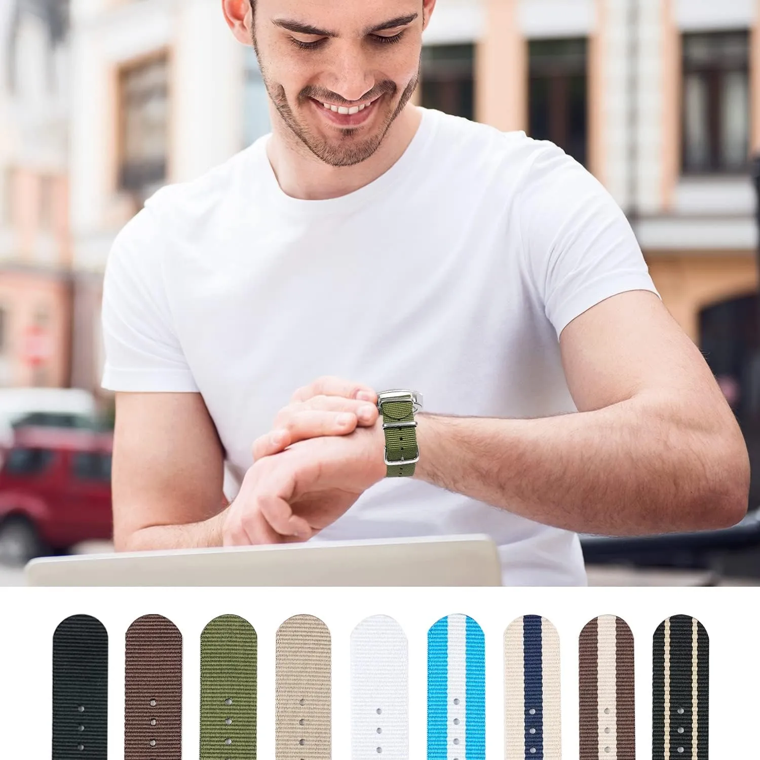 Strap 16mm horse heyday reluctantly banner 18mm 20mm 22mm Premium Nylon Watch Band Strap With Stainless Steel Buckle (4 Packs), White Elephant Gifts, Stocking Stuffers for Men Ritche Christmas Gift Military Ballistic Nylon 