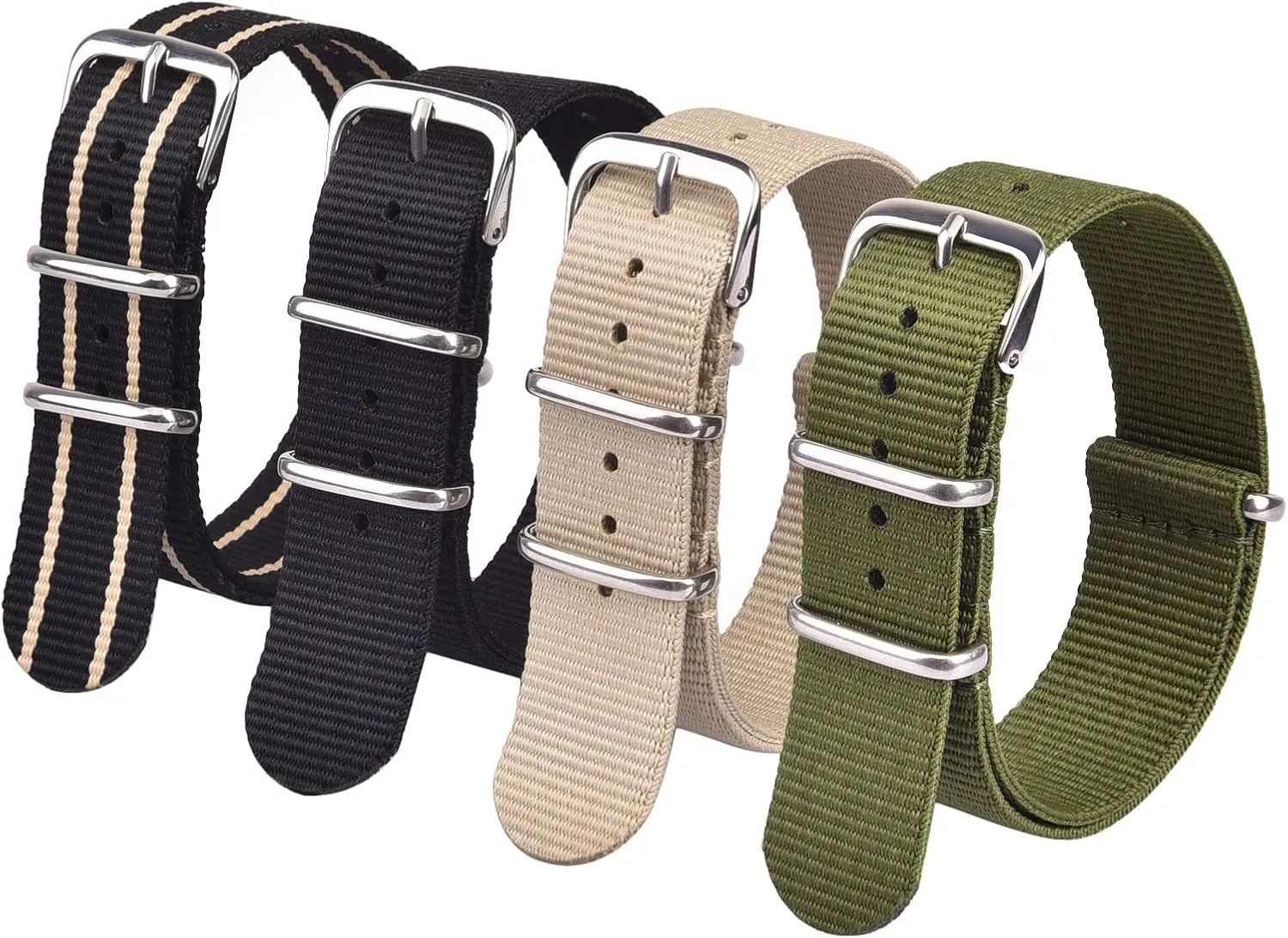 Strap 16mm horse heyday reluctantly banner 18mm 20mm 22mm Premium Nylon Watch Band Strap With Stainless Steel Buckle (4 Packs), White Elephant Gifts, Stocking Stuffers for Men Ritche Christmas Gift Military Ballistic Nylon 