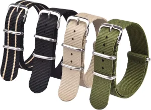 Strap 16mm horse heyday reluctantly banner 18mm 20mm 22mm Premium Nylon Watch Band Strap With Stainless Steel Buckle (4 Packs), White Elephant Gifts, Stocking Stuffers for Men Ritche Christmas Gift Military Ballistic Nylon 