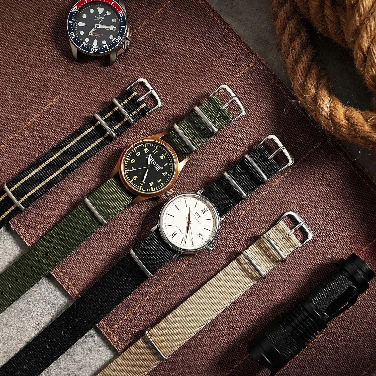 Strap 16mm horse heyday reluctantly banner 18mm 20mm 22mm Premium Nylon Watch Band Strap With Stainless Steel Buckle (4 Packs), White Elephant Gifts, Stocking Stuffers for Men Ritche Christmas Gift Military Ballistic Nylon 