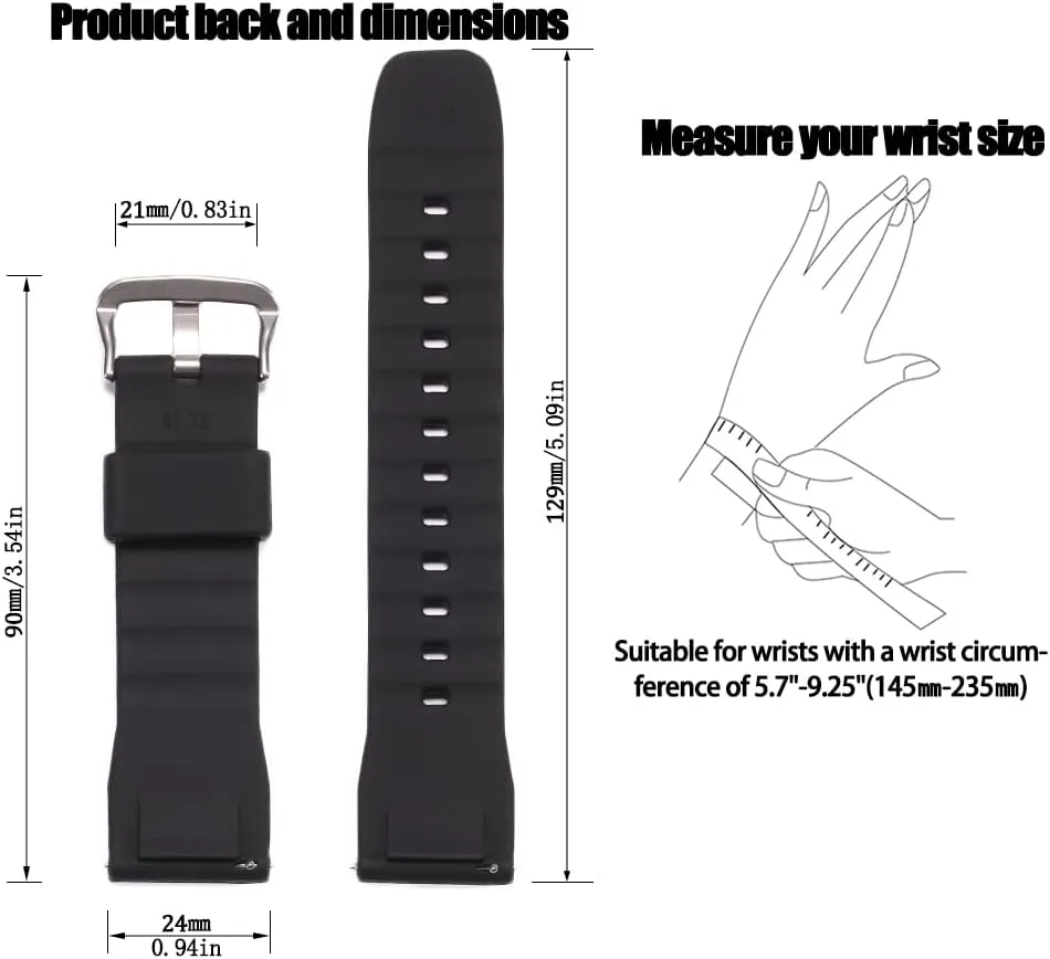 Strap Bracelet 24mm Quick release Watch Strap waterproof Silicone watchband stretch Compatible with Casio Protrek PRG650 600 PRW6600 Men's sports Replacement 