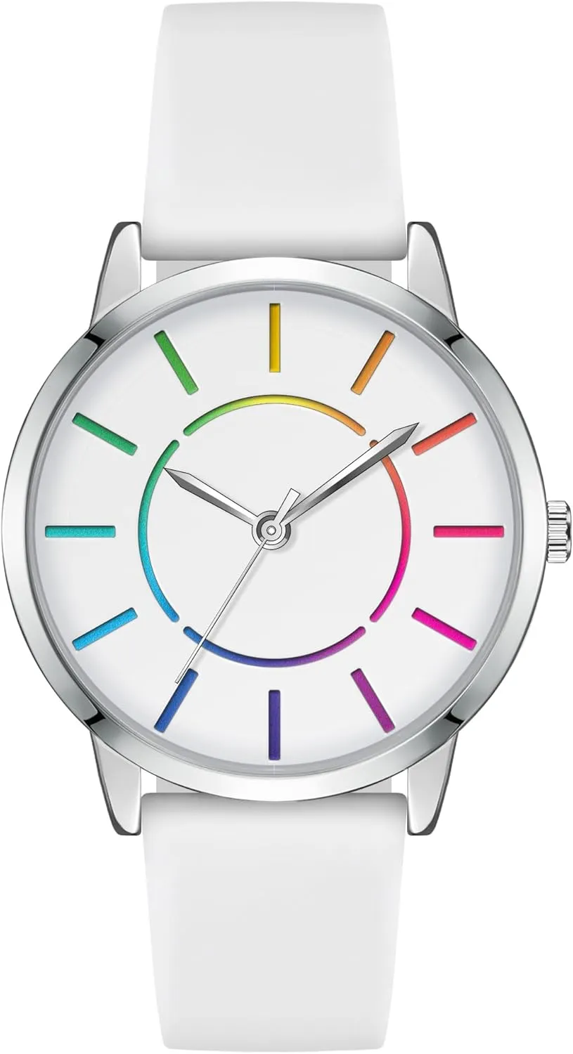 Strap clutch gentlemanly sand participator unclear statistic Waterproof Watch Fashion Analog Quartz Watches Bisley Women's Rainbow Watch Silicone 