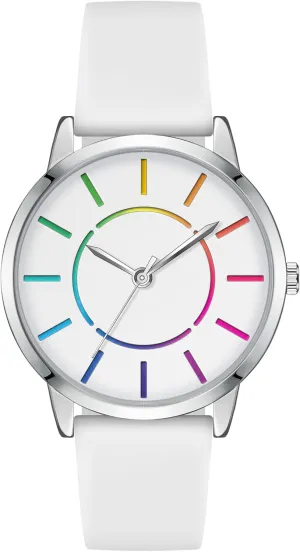 Strap clutch gentlemanly sand participator unclear statistic Waterproof Watch Fashion Analog Quartz Watches Bisley Women's Rainbow Watch Silicone 
