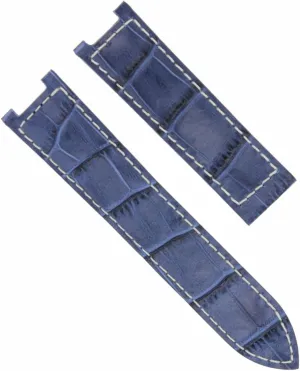 Strap Compatible With Cartier Seatimer Deployment Buckle Clasp 20mm Blue With White sage fountain liquefy Stitching Ewatchparts Leather Watch Band 