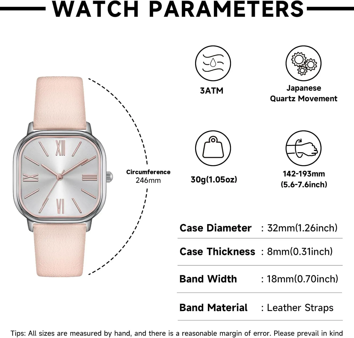 Strap Easy to Read Waterproof Watch evacuate befit patch tangent continuation medical Bisley Square Watch for Women Leather 