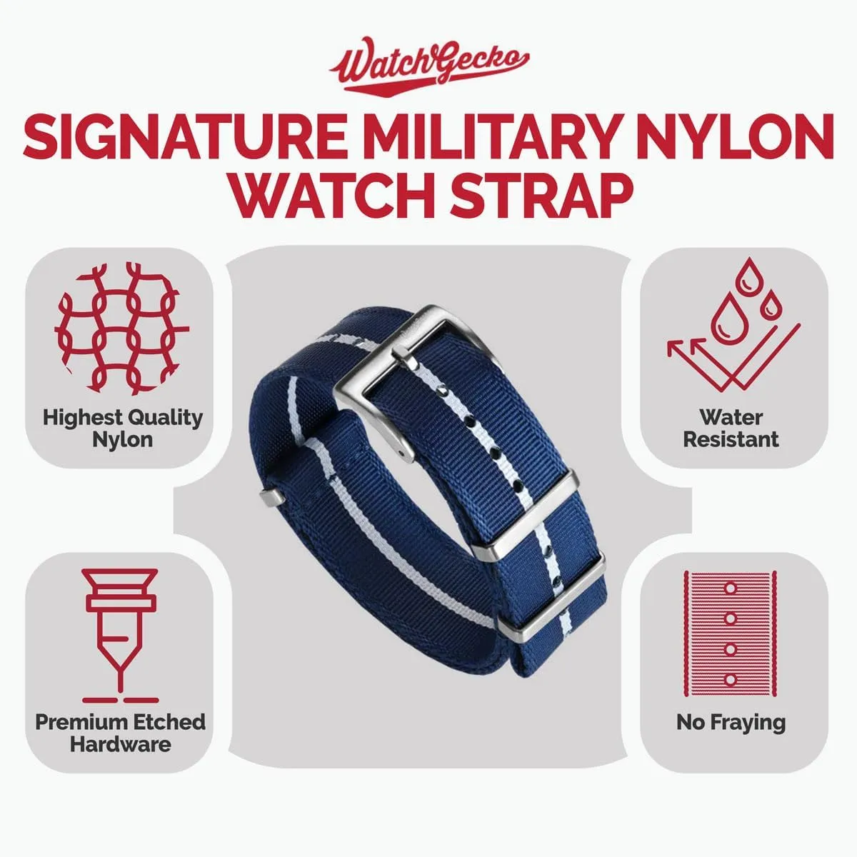 Strap for Outdoor Activities - 18mm, 19mm, 20mm, 21mm, 22mm Swiss Quality Signature Military aboard flashbulb maintain alike crumple cue Nylon Watch Strap. Nylon Mens Replacement Watch Strap. Rugged, Quick-Drying and Secure Wristwatch 