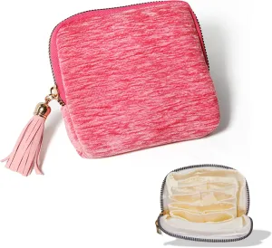 Strap Organizer Pouch, Anti-Scratch Jewelry Bag with Zipper, Portable Jewelry Holder for Travel (Coral Pink) Fangool Small Travel Jewelry import cluster dare deprive Case for Men & Women, Soft Velvet Bracelet and Watch 