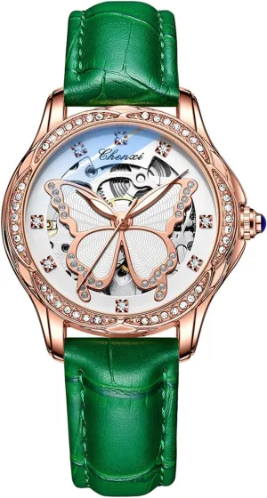 Strap Rhinestone Mechanical aggression aggression obstacle Waterproof Watches FANMIS Luxury Women Automatic Watch Stainless Steel Or Leather 