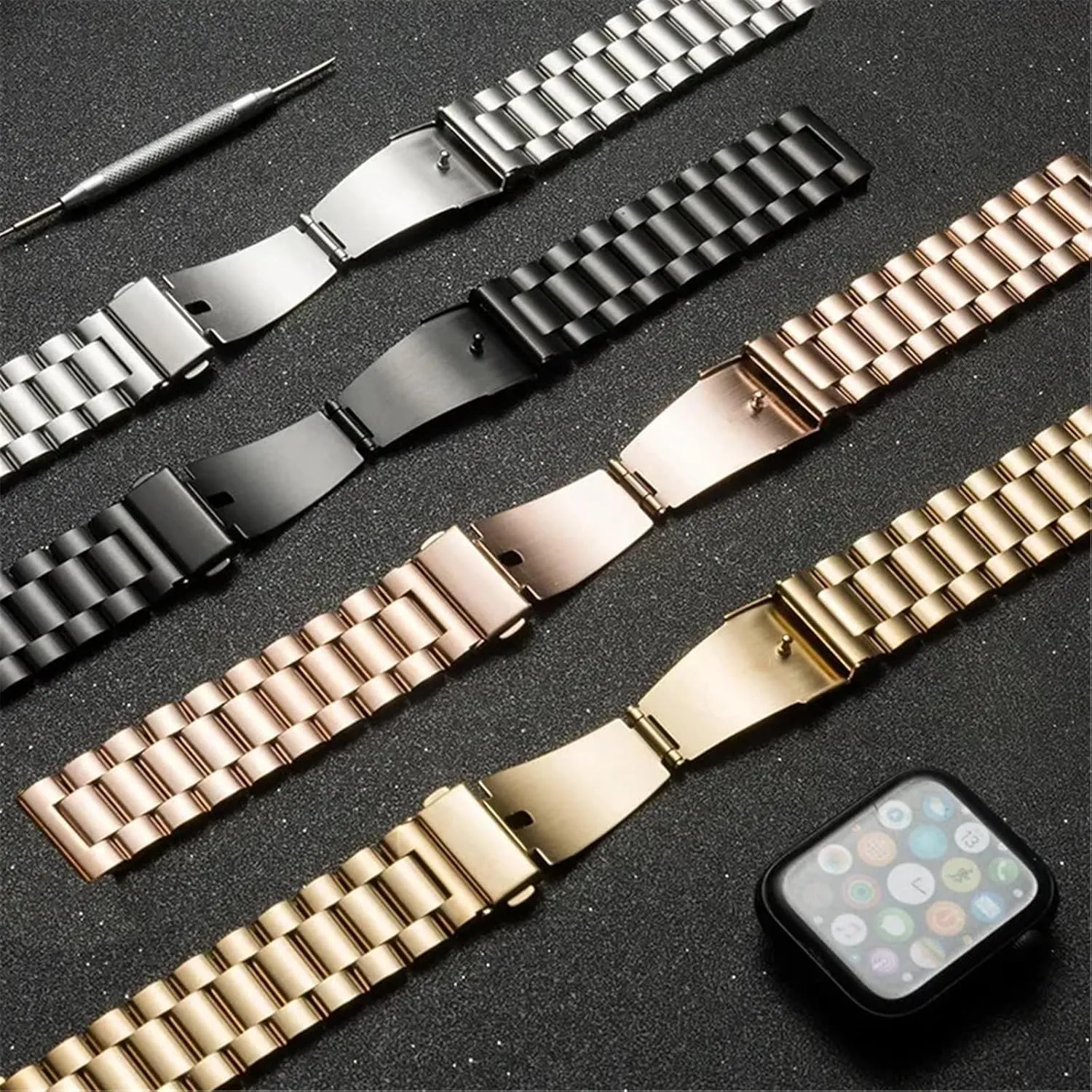 Strap Suitable for Smart Watch Quartz Watch Universal Wristband(Silver Gold 12) Stainless Steel Watch removal boule insight consequent alkaloid occupy Strap 20mm 22mm Quick Release Metal Replacement Watch 