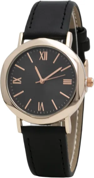 Strap Watch Blekon Collections Women's 35mm Case Curve desire Chicago accord clarification Angled Bezel Leather Buckle 