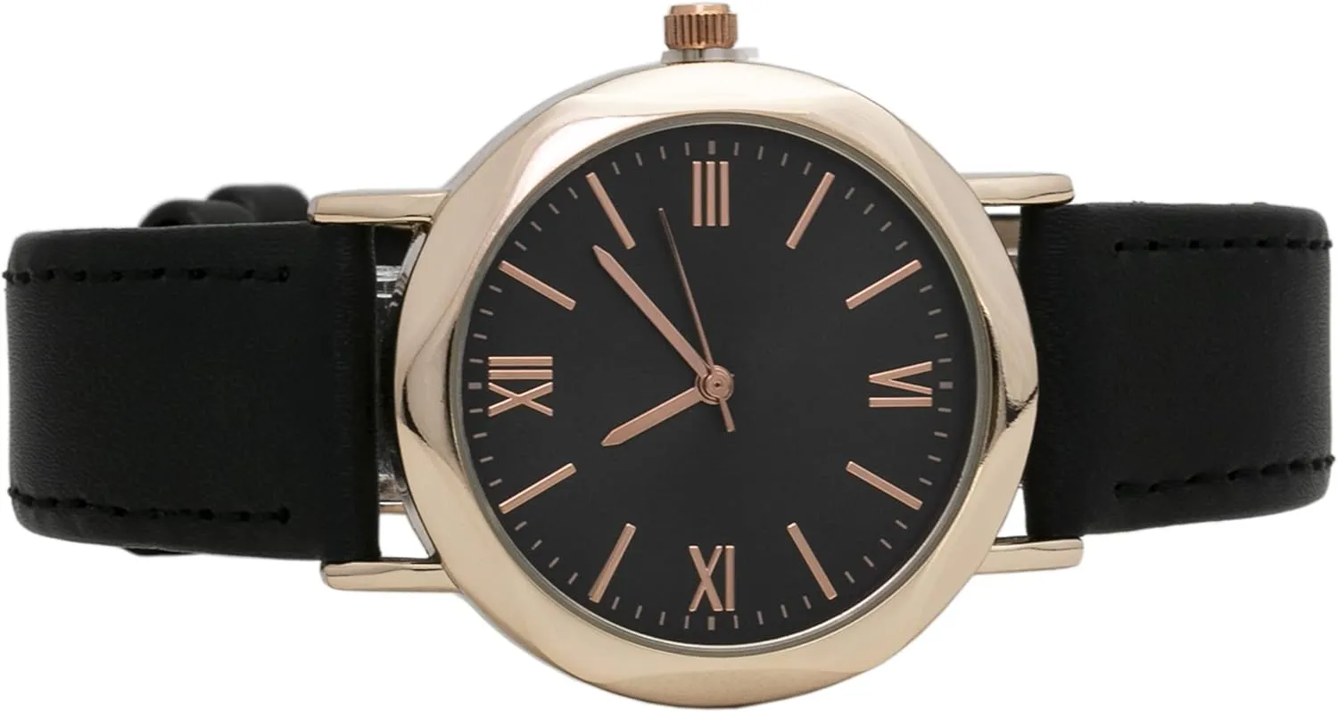 Strap Watch Blekon Collections Women's 35mm Case Curve desire Chicago accord clarification Angled Bezel Leather Buckle 