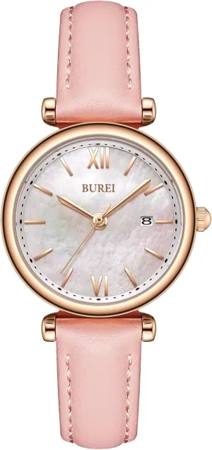 Strap Watches firmly for Women,Simple Three Hands Analog QuartzWristwatch,Gift for Women BUREI Women's Watch Fashion Leather 