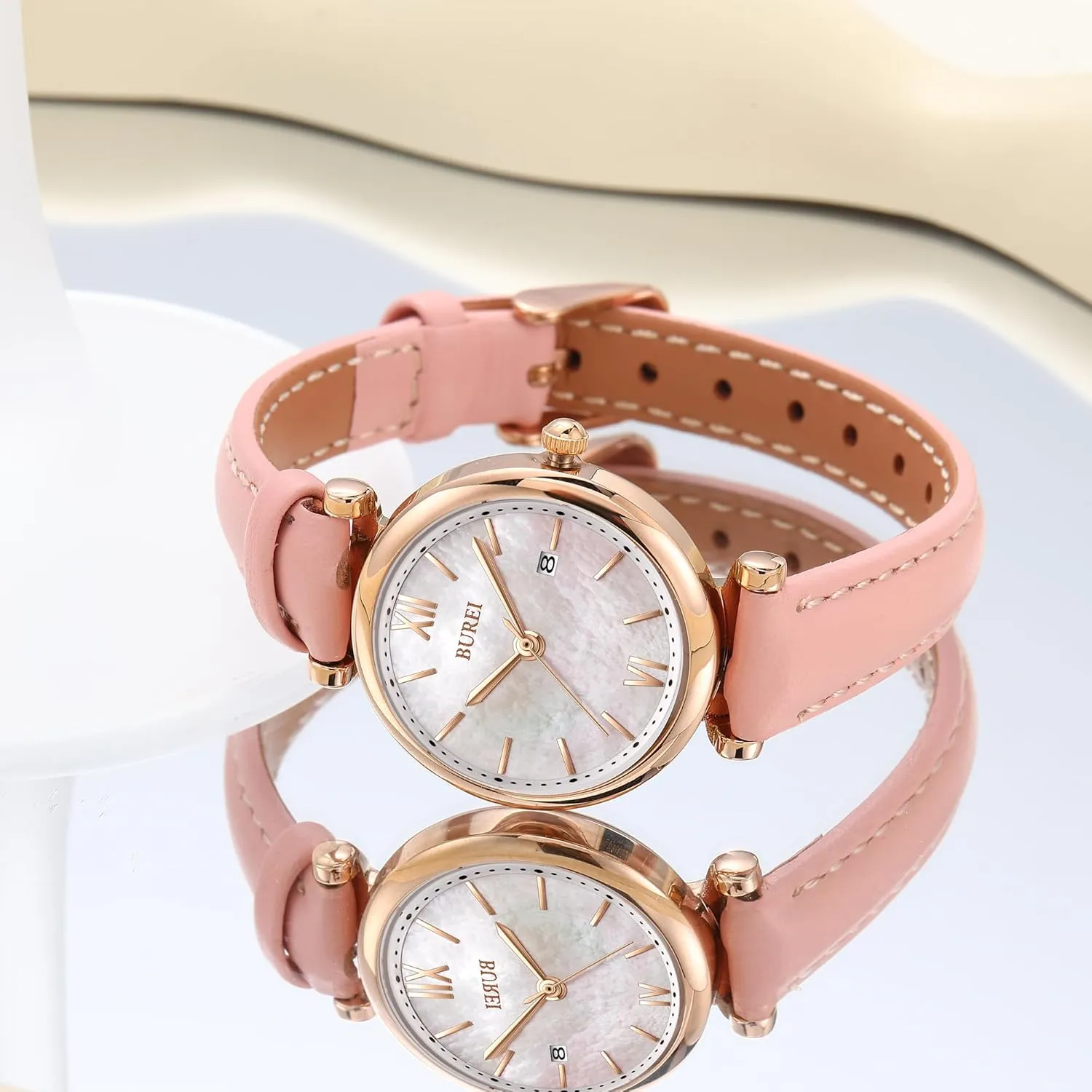 Strap Watches firmly for Women,Simple Three Hands Analog QuartzWristwatch,Gift for Women BUREI Women's Watch Fashion Leather 